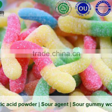 Henan Honghui manufacturer supply sour gummy worms used powder lactic acid sour agent