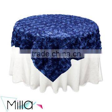 Fancy Items Rosette Overlay Tablecloth for Wedding Reception Decoration