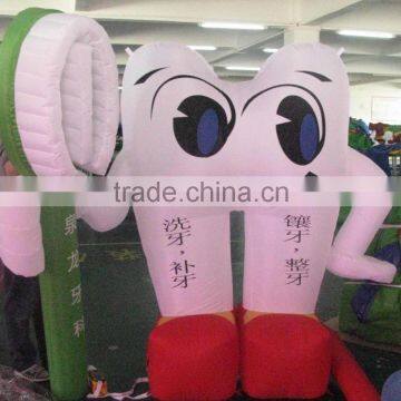 customized inflatable giant tooth/ pvc inflatable advertising tooth model/ inflatable cartoon tooth balloon