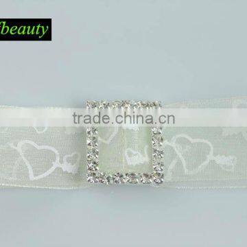Wholesale Rectangle Western Rhinestone Ribbon Slider Buckle