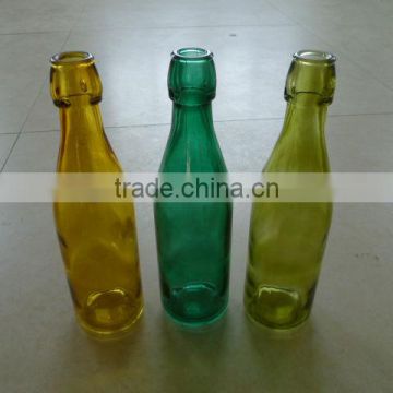 clolored sprayed glass wine bottles