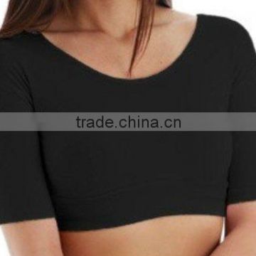 Ladies blank half round neck T shirt