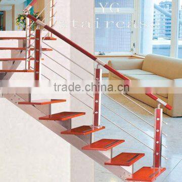 Stainless steel glass wood stairs 9001-10