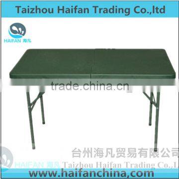 durable 122cm green army plastic folding dining table and chair with lock/high quality plastic dining table for army