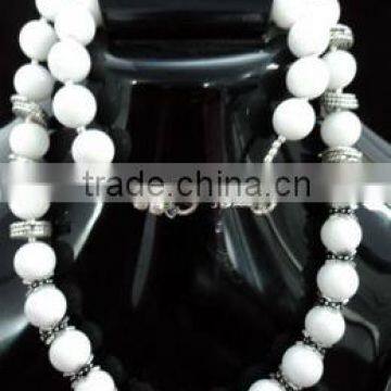 White Agate German Silver Necklace