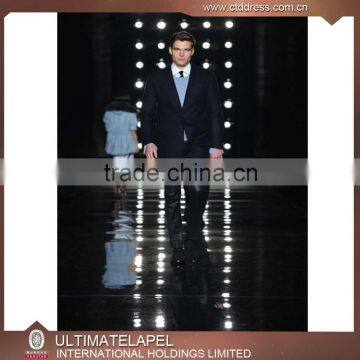 Hot Style Navy Blue Custom Made Slim Fit Mens Long Coat