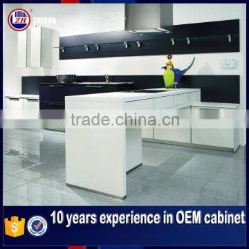 Italian style black and white lacquer kitchen cabinets with island