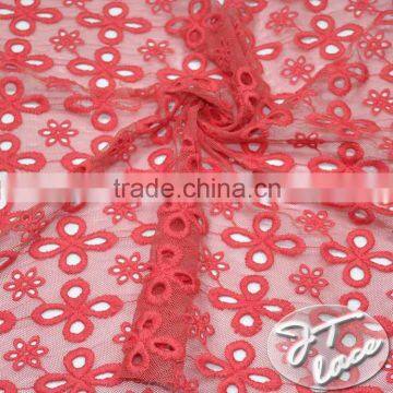 Wholesales Lace Fabric 100% Cotton Width 140cm Embroidery Design Nets Flower Geometry Style