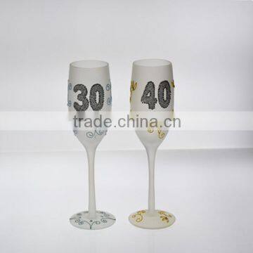 hand-made champagne glass with diamond decoration