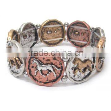 Chicos style horse theme metal linked disks bracelet