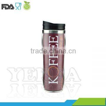 400 ml Stainless steel inner and plastic outer travel coffee mug,bpa free starbucks tumbler with lid , enamel mug