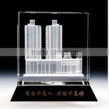 2016 Newly engraved modern building crystal cube with black base