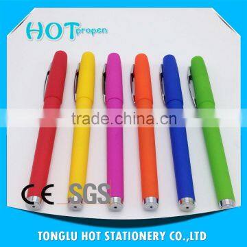 soft rubber coated colored neutral pen with metal clip