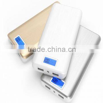 High quality power bank 20000mah portable charger with screen with double usb interface