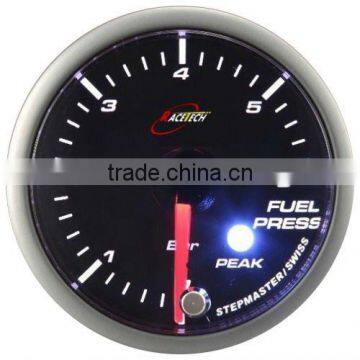 52mm smoke lens/ super white & amber LED Fuel Pressure gauge with warning & peak recall