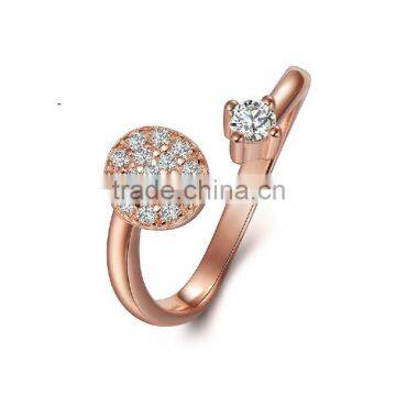 HDS021 sterling sliver adjustable round bur rose gold ring