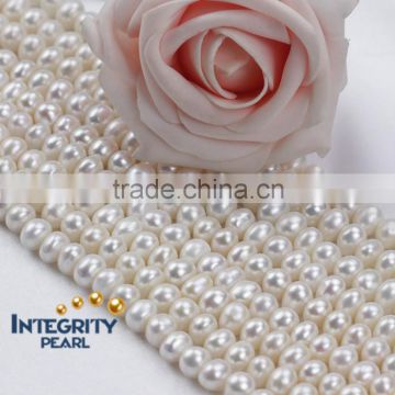 Wholesale Natural Freshwater pearl, 8 mm grade AA white button freshwater pearl strand