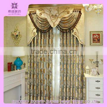 100% polyester latest elegant flocking drapery curtain for the living room