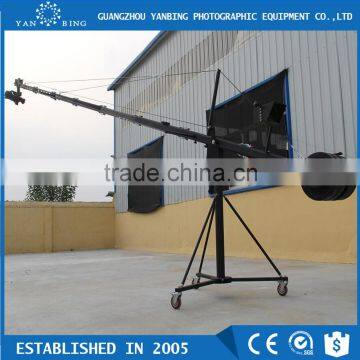 Professional jimmy jib video camera crane with 6m octagonal arms and motorized head
