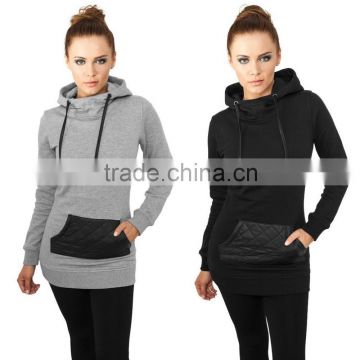 Urban Frauen Women Girls Claccics Ladies Long Leather Pocket Hoody Pullover