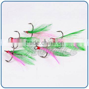 Different Specifications Outdoor Colorful Feather Fishing Hooks Stainless Steel