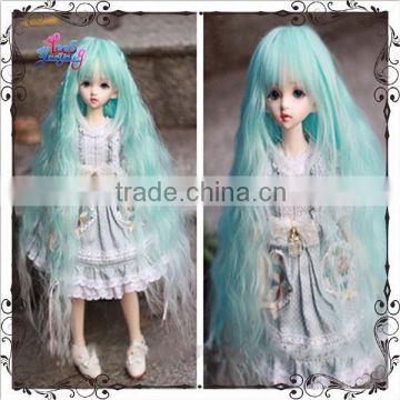 High quality blue to white small wavy 1/4 bjd doll wigs