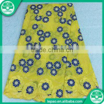 2016 New Arrival Net Embroidery Fabric Design Africa Guipure Lace Fabric With Beads photo-3