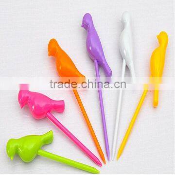 New Style Rainbow Colors Cute Bird Plastic Fruit Fork Set photo-6