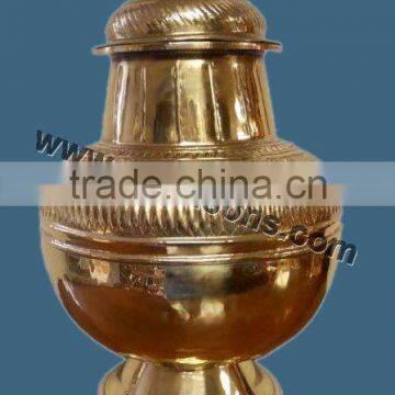 handmade brass urns for floor decoration | colouredfull metal solid urns