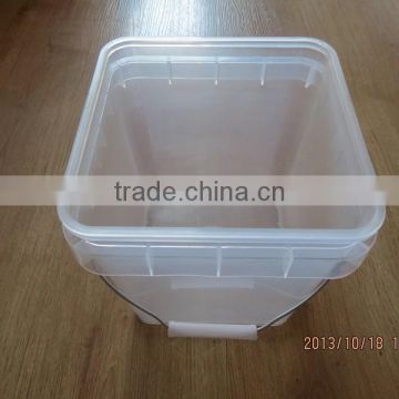 food grade 5 liter PP Plastic square bucket with handle Transparent pail 5 L