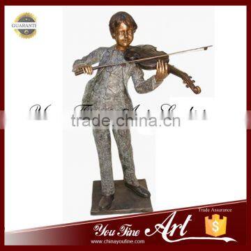 Casting Bronze Garden Children Music Staue photo-2
