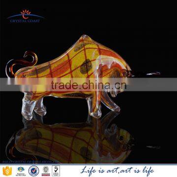 bulk decorative modern hand made life size glass bull statue sculpture for gift sale