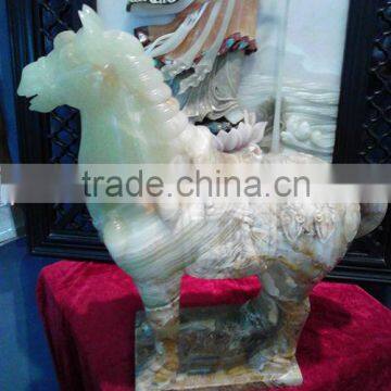 hand carving jade horse statue ornaments