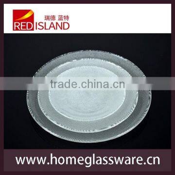 Glass Factory Supply Embossed Pearl Plate Glass Platter Raindrops Serving Dish Stock Pan photo-2