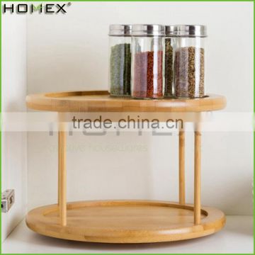 Kitchen revolving spice rack, bamboo spice organizer Homex-BSCI