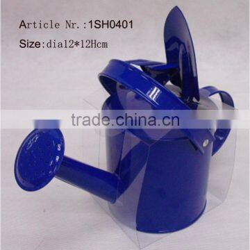 metal flower watering can planter with garden tools