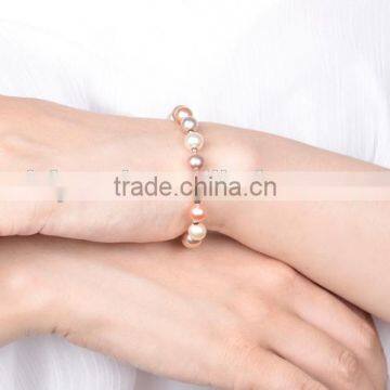 AAA 15-16mm round multicolors Edison pearl bracelet