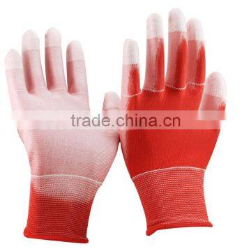 NMSAFETY U3 liner for garden work use 13g white palm with anti static on fingers PU gloves