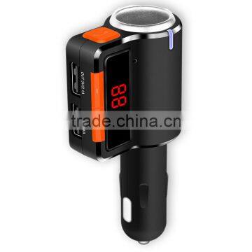 Dual USB Auto Car Charger kit with Wireless Bluetooth Hands Free Calling speaker MP3 Player FM Transmitter cigar lighter