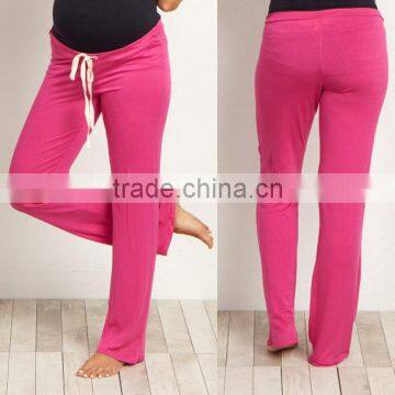 95% Rayon 5% Spandex Custom Clothing Manufacturers Solid Color Mint Blue Light Pink Drawstring Pregnancy Pants Maternity