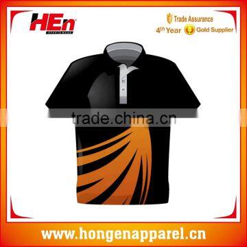 Hongen apparel Custom Made Digital Print Latest black polo shirts