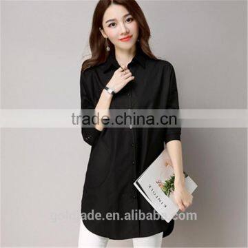 2016 Latest New Fashion Office Popular Hot Sale White Color Plain Ladies Dress Shirt photo-3