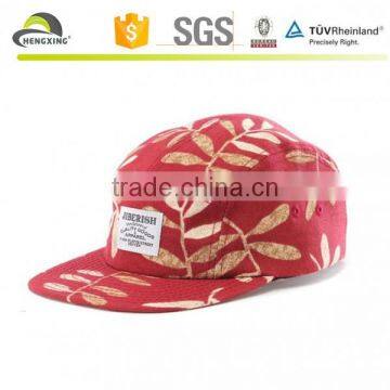 African Pattern Material Newest Leather Patch Cotton Brand 5 Panel Cap photo-2