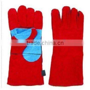 Long Leather Red Safety Gloves/ professional gloves manufactor