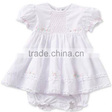 New Design Children Smocked Pink Flower Kids Clothes Wholesale Fashion Boutique Girl Clothing Set photo-3