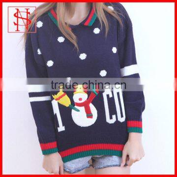 Ladies jacquard patterns sweater knitted christmas jumper