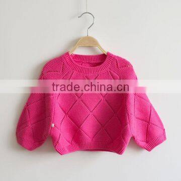 Child Bat Sleeves Pullover Baby Girl Pointelle Modern Knitting Sweater