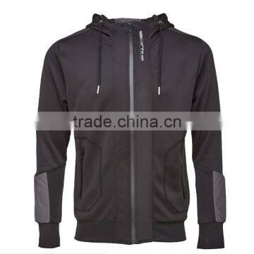 2017 Custom Cotton Balck Track Men Jacket With Hoodie photo-2