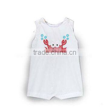 White Appliqued Crab Baby Boys John Johns - Infant