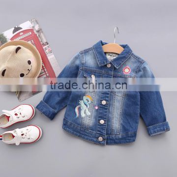 S33428W 2017 Fashion Spring Autumn Children Outwear Kids Embroidery Denim Jacket